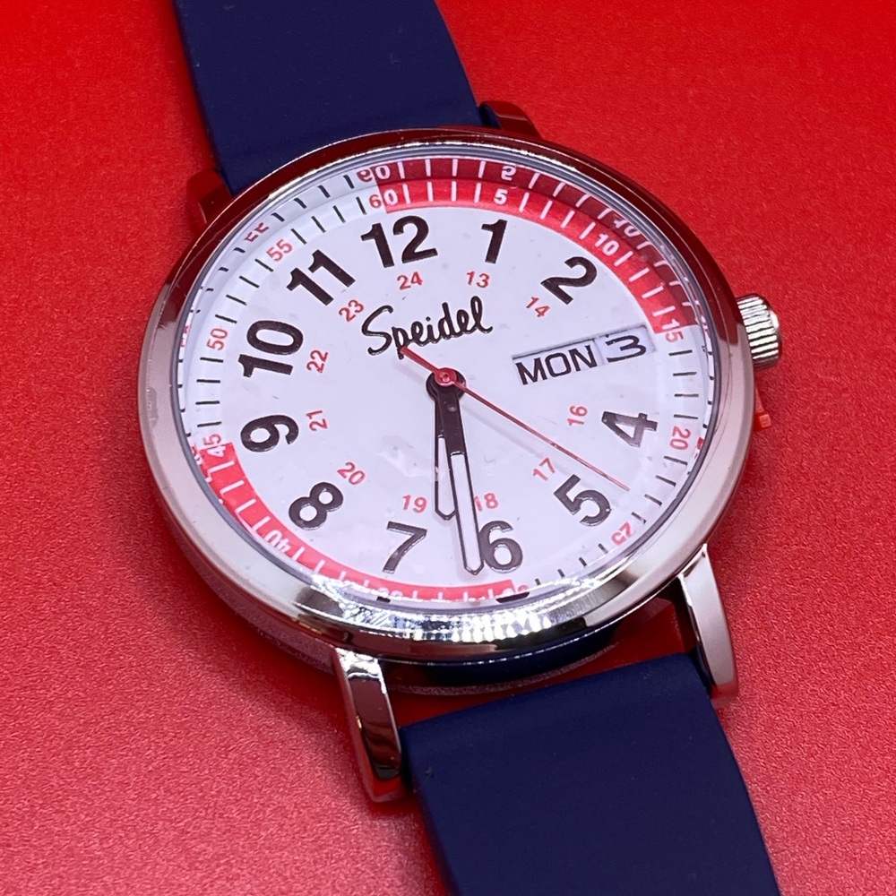 Speidel Scrub Watch Pulsometer Silicone Band Water Resistant NIB